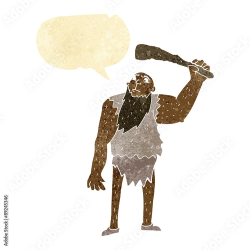 cartoon neanderthal with speech bubble