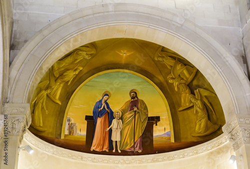 NAZARET, ISRAEL, July 8, 2015: inside the Church of St. Joseph i photo