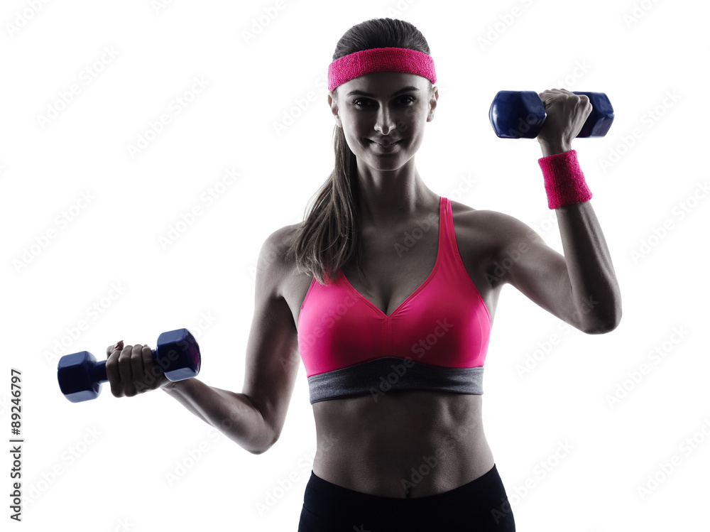 woman fitness weights training exercises silhouette woman fitness weights training exercises silhouette