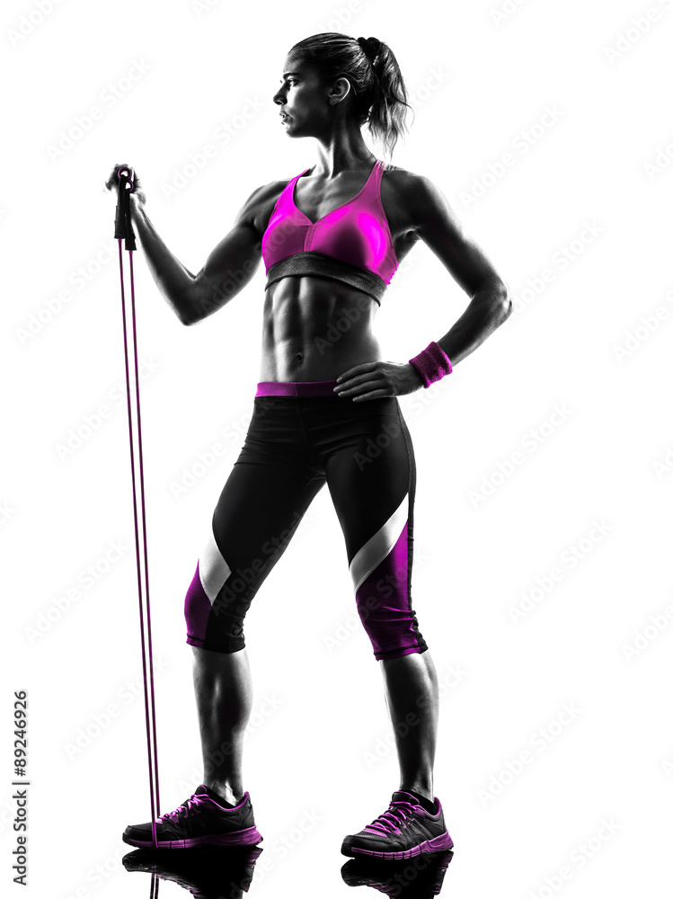woman fitness resistance bands exercises silhouette woman fitness resistance bands exercises silhouette