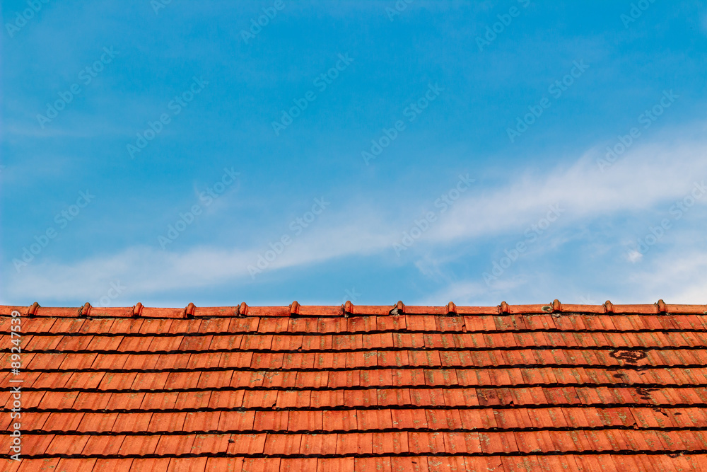 Empty background with roof and sky Empty background with roof and sky