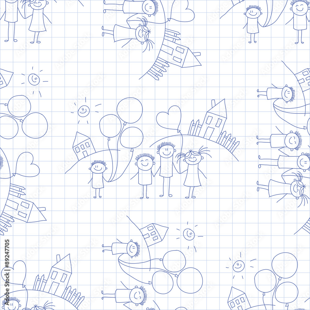 Obraz premium Vector seamless pattern. Kids, school and education