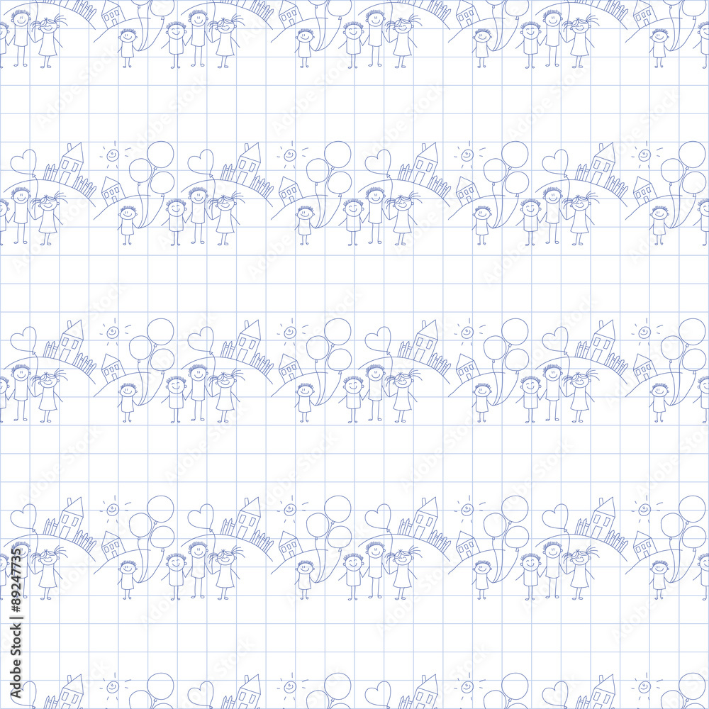 Obraz premium Vector seamless pattern. Kids, school and education
