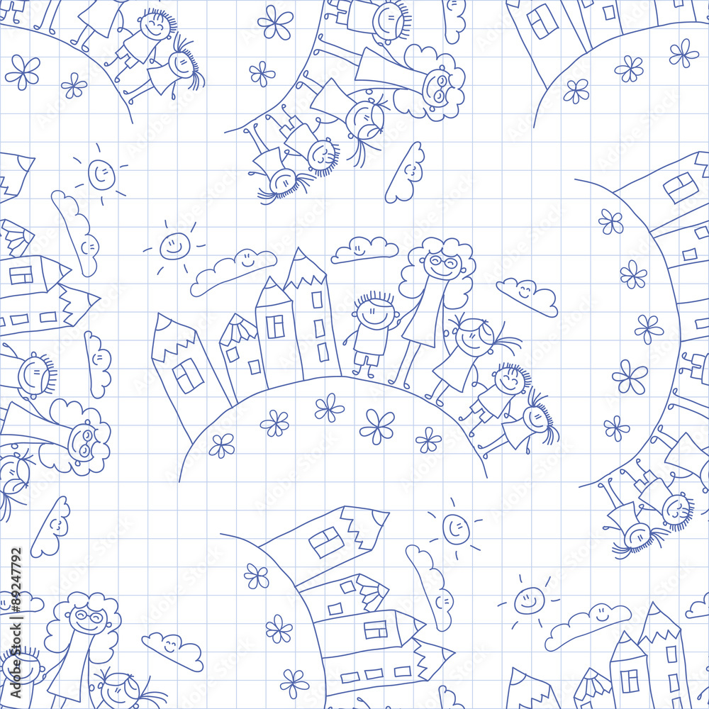 Vector seamless pattern. Kids, school and education Vector seamless pattern. Kids, school and education