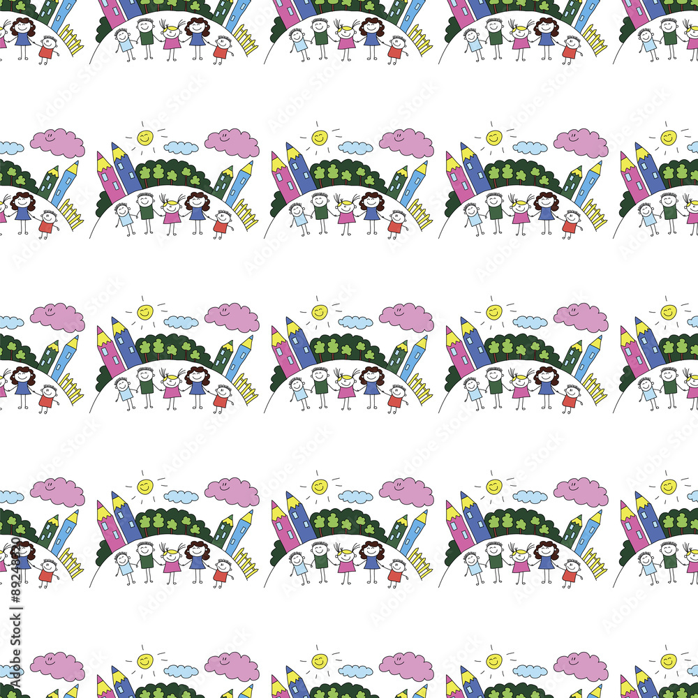 Naklejka premium Vector seamless pattern. Kids, school and education