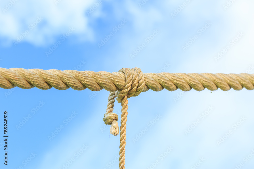 rope tied knot in sky background rope tied knot in sky background