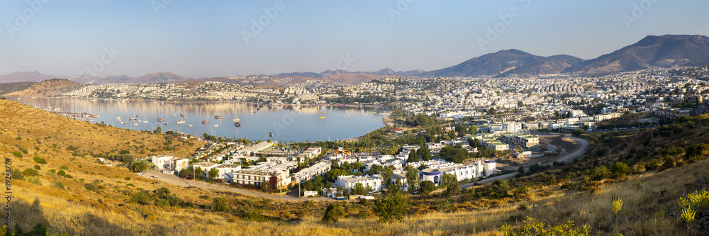 Panoramic view of Gumbet bay in Bodrum on Turkish Riviera