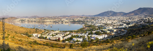 Panoramic view of Gumbet bay in Bodrum on Turkish Riviera