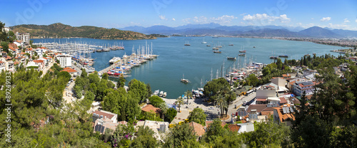 Panoramic aerial view of Fethiye marine in Mugla province, Turkey, 2015 photo