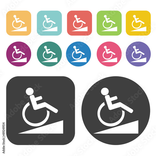Signal ramps for the disabled slope icons set. Vector Illustrati