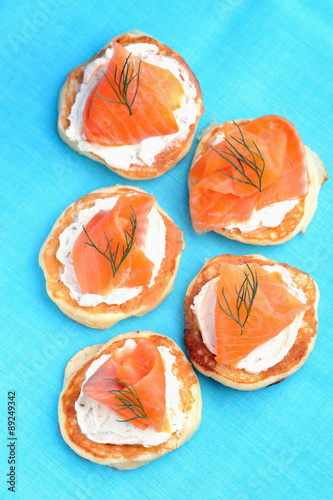 Platter of smoked trout canapes