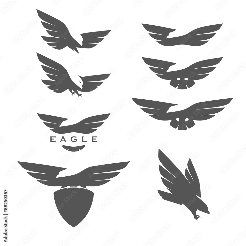 Obraz premium Set of negative space emblems with eagles