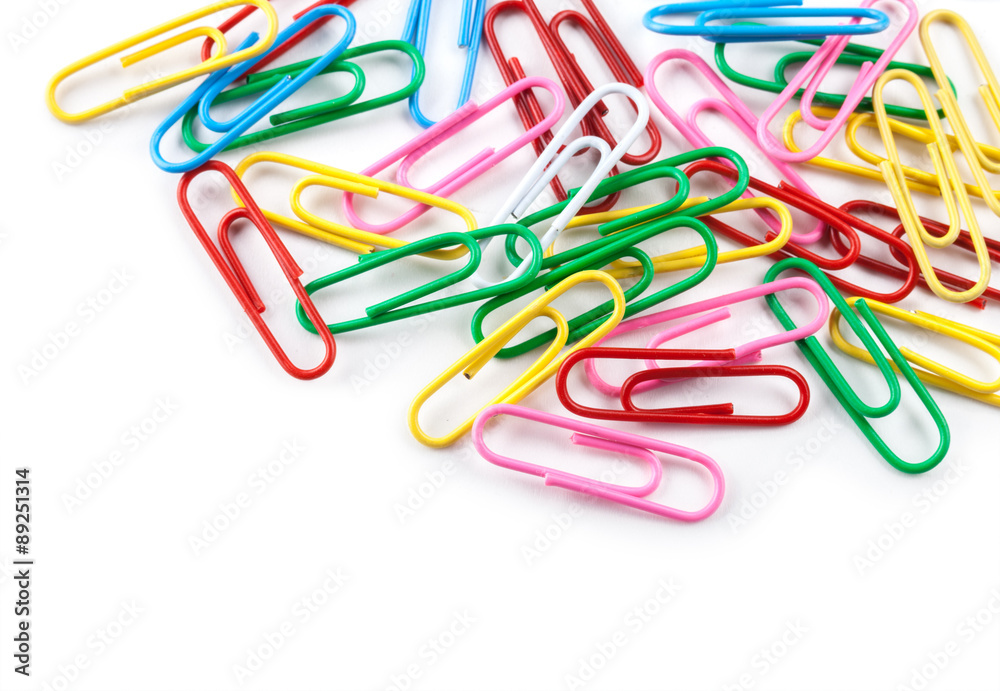 Office paper clips isolated on white background Office paper clips isolated on white background