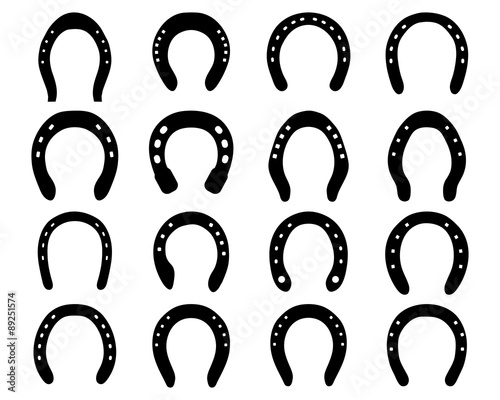 Black silhouettes of horseshoe, vector