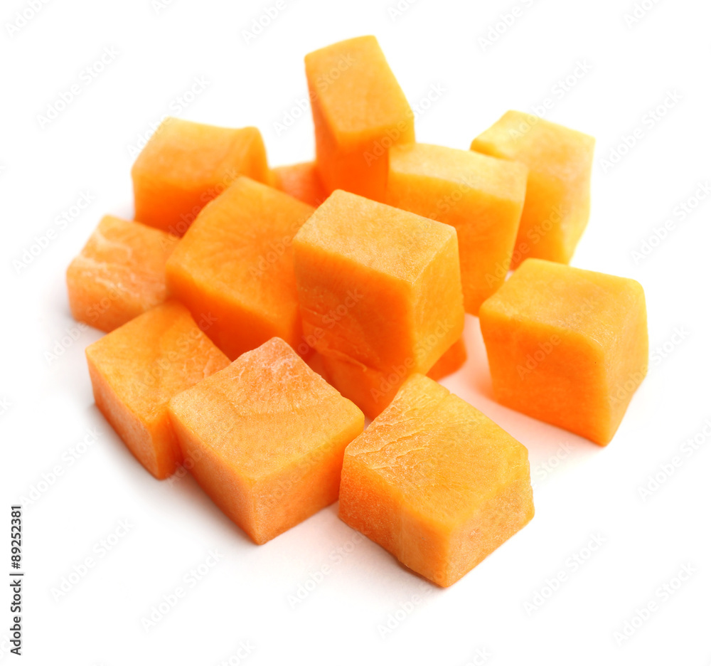 Diced carrot isolated on white Diced carrot isolated on white