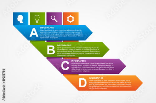 Paper ribbon infographics design template.