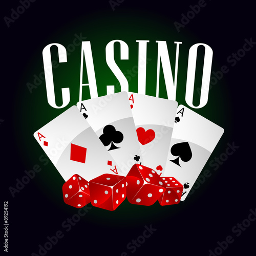 Casino dice and poker cards