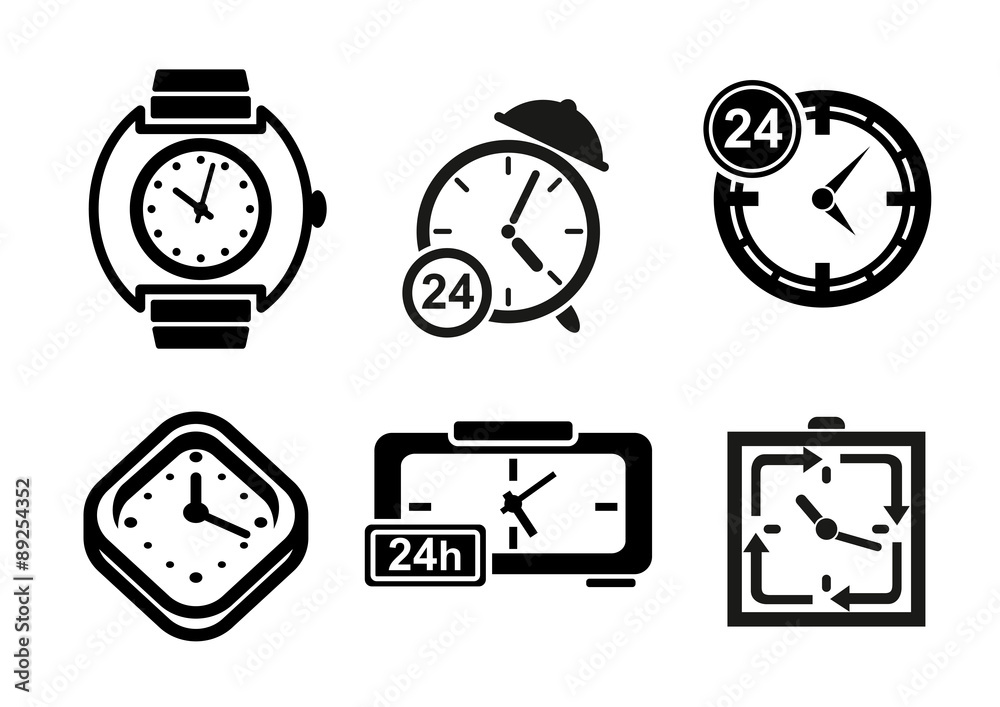 Fototapeta premium Clock and timer icons set