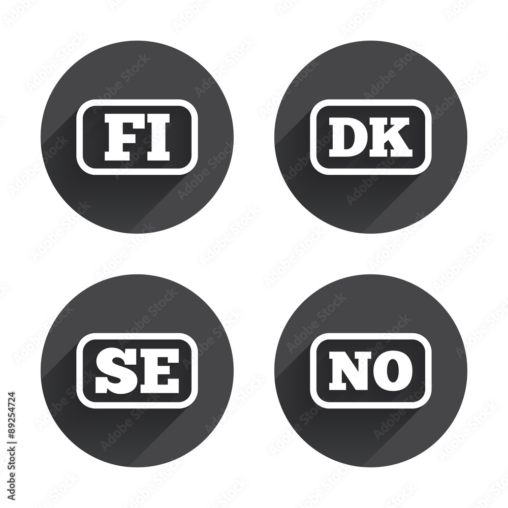 Language icons. FI, DK, SE and NO translation. Language icons. FI, DK, SE and NO translation.