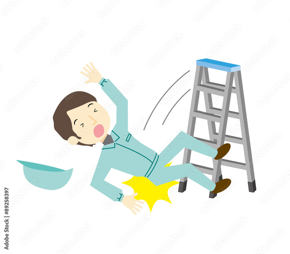 脚立から転落する作業員の男性 Stock ベクター Adobe Stock