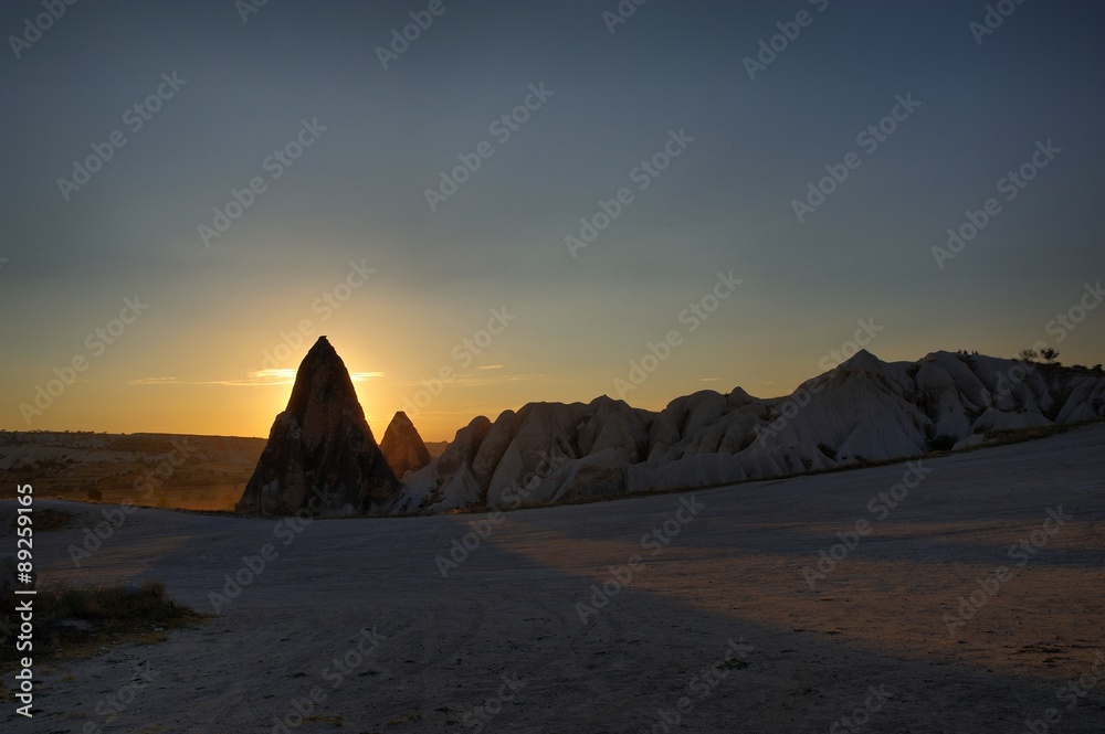 Zelve Valley Stone Formation in sundet Cappadocia   Turkey