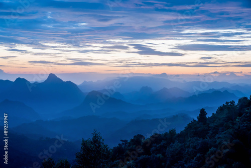 Blue mountians and colour of sunrise