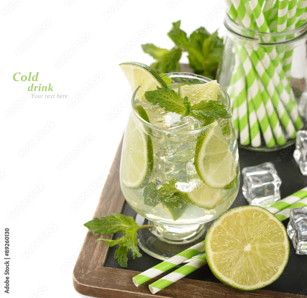 Cold drink with mint and lime Cold drink with mint and lime