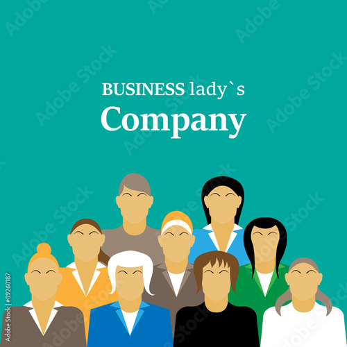 Daily standup meeting with project team and manager. Flat illustration. Woman company