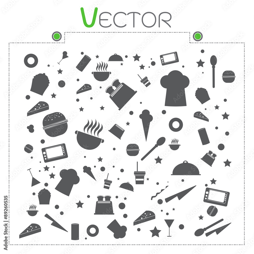 black and white food pattern with cupcakes cooking design vector black and white food pattern with cupcakes cooking design vector