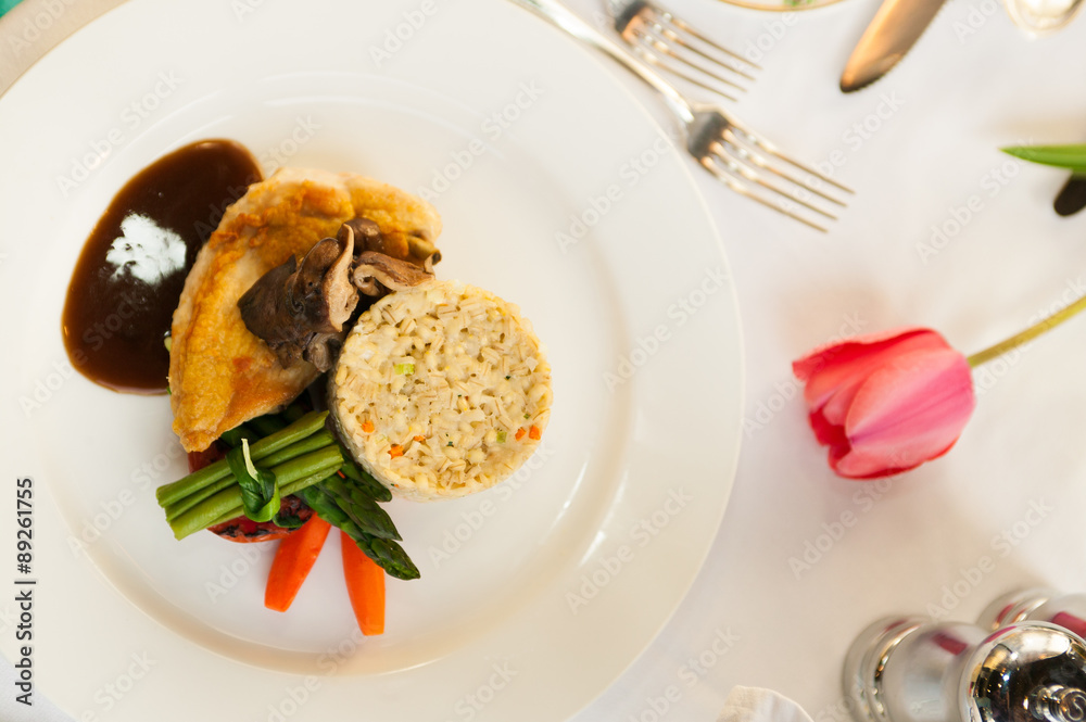 Fine dining chicken dinner. Fine dining chicken dinner.
