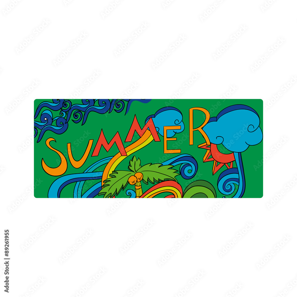 banner hand lettering with doodles summer theme