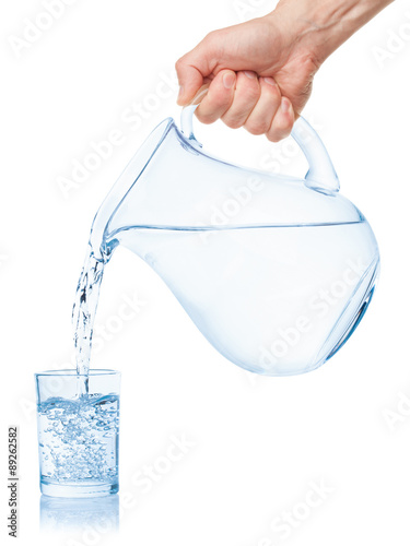 Water poured from the pitcher into a glass.