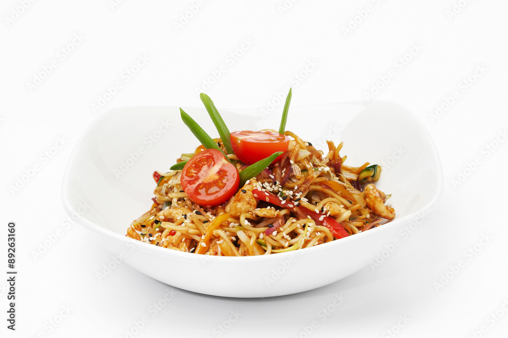 Pasta food with tomatoes in white plate Pasta food with tomatoes in white plate