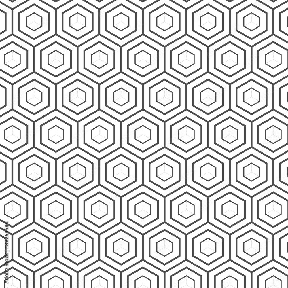 Seamless Geometric Lines Black and White Hexagon Vector Pattern Seamless Geometric Lines Black and White Hexagon Vector Pattern