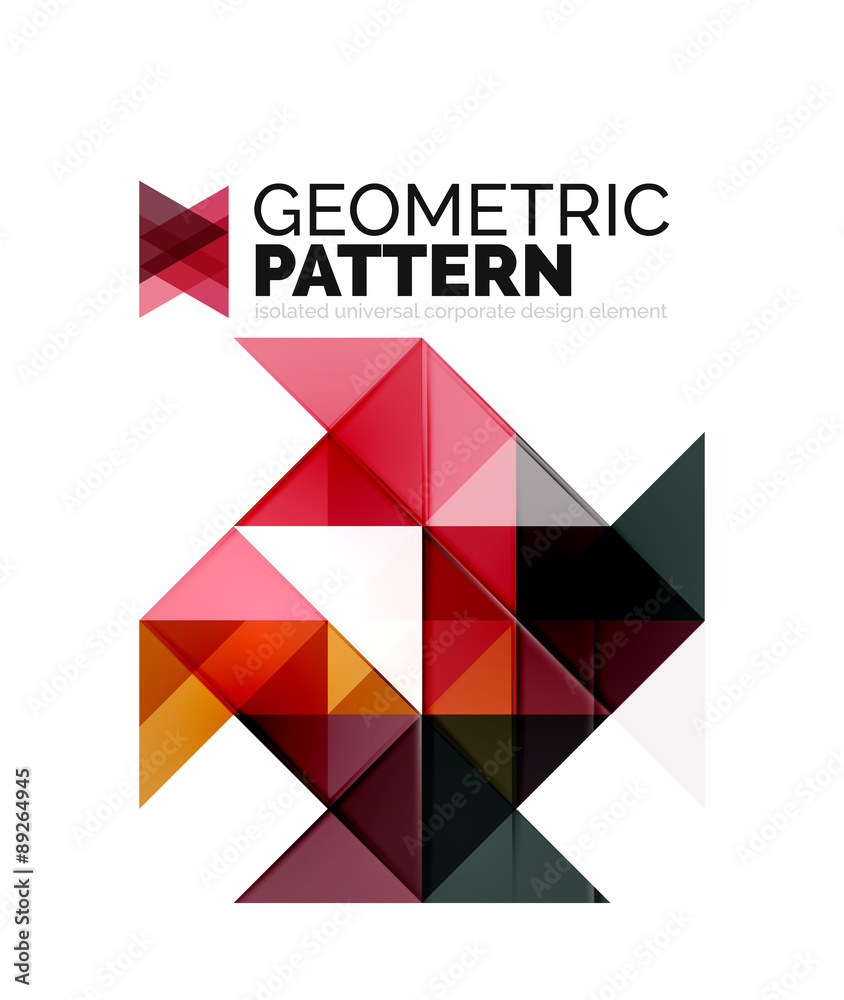 Fototapeta premium Geometric triangle mosaic pattern element isolated on white
