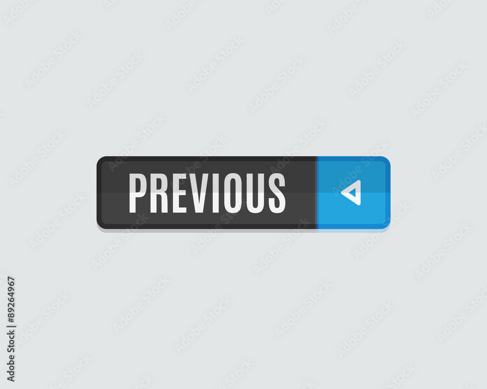 Previous web button flat design, back Previous web button flat design, back