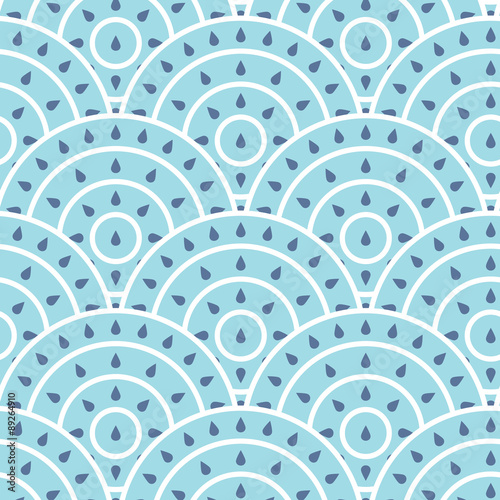 Circle With Water Drop Shape Vector Seamless Pattern. You can fi