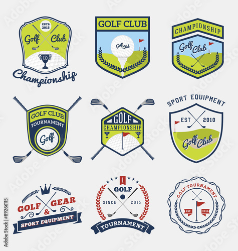 Set of golf club, golf championship, golf gear and equipment badge logo | Vector illustration