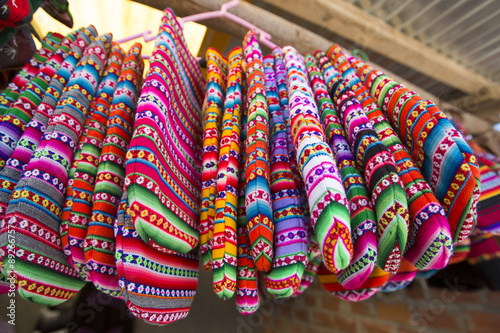 Colored gloves from Bolivia ethnic market