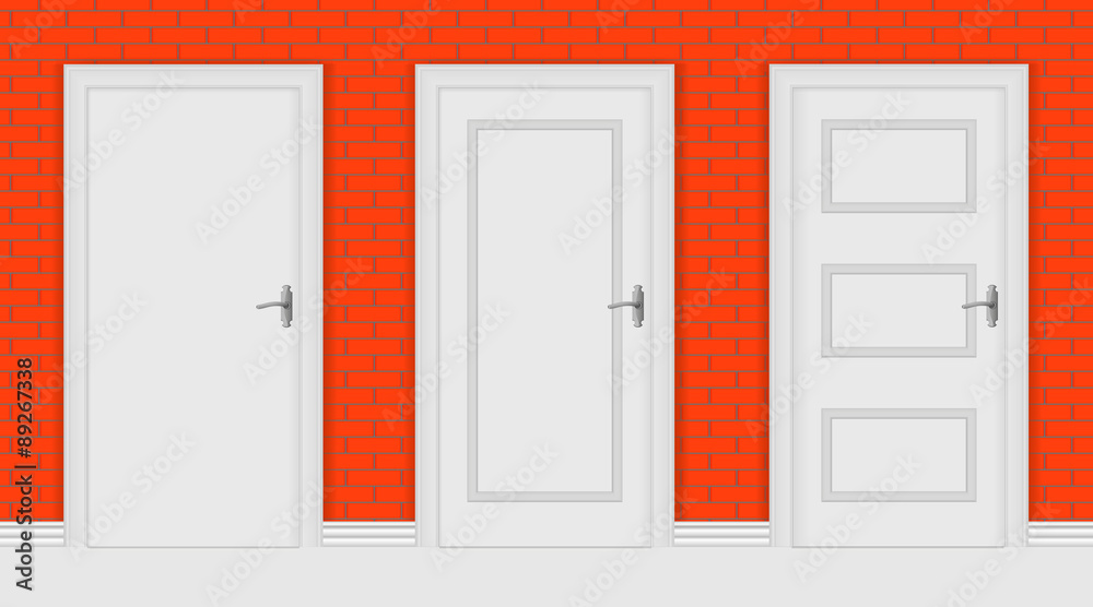 Door on Red brick wall background Door on Red brick wall background