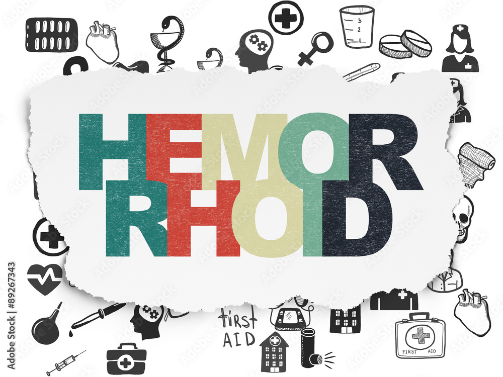 Fototapeta premium Healthcare concept: Hemorrhoid on Torn Paper background