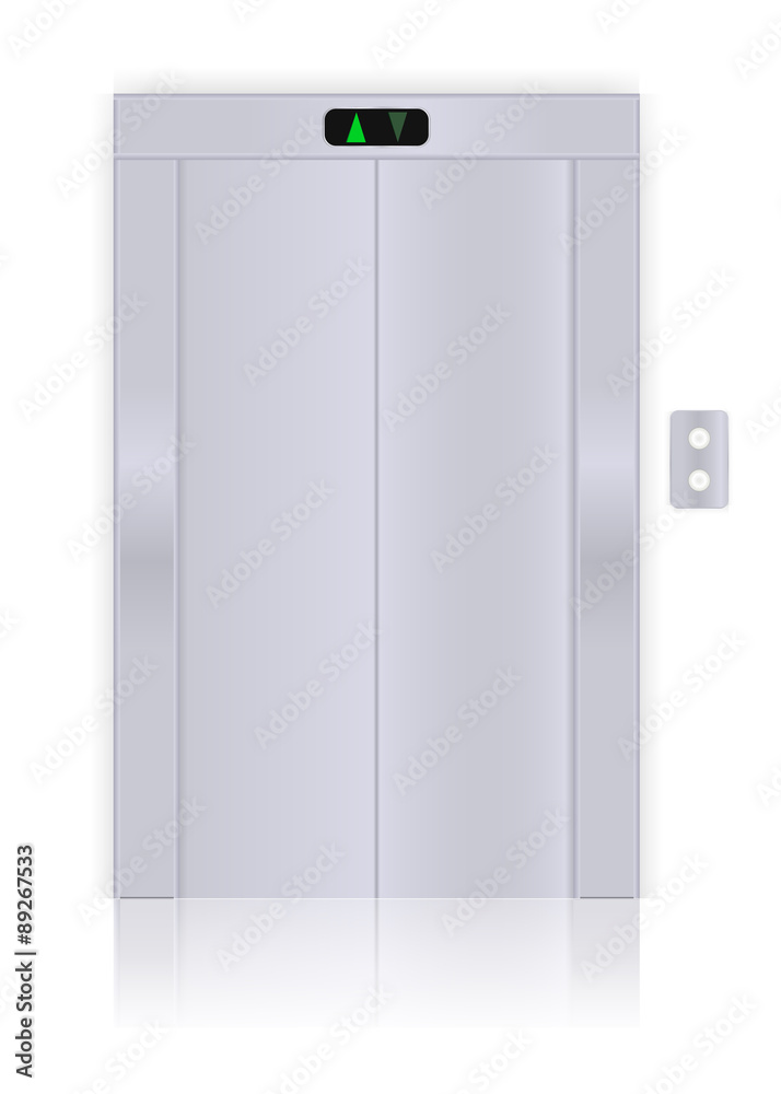 Modern elevator with closed doors Modern elevator with closed doors