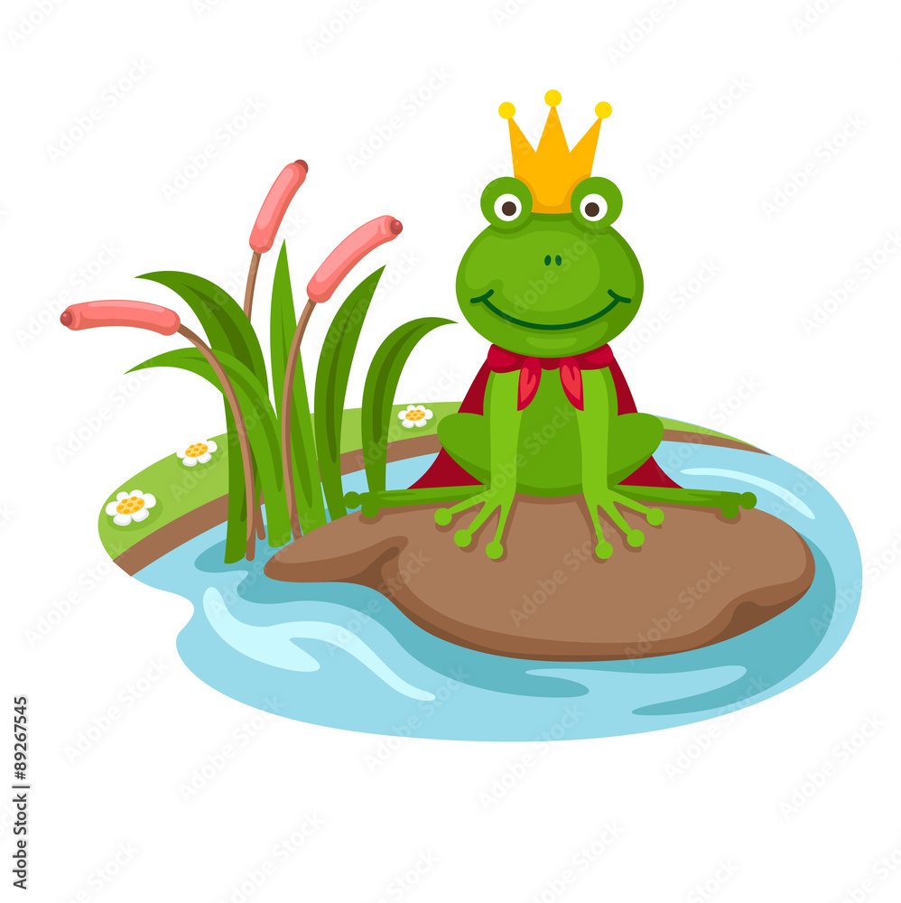 Obraz premium the frog king on a white background,vector