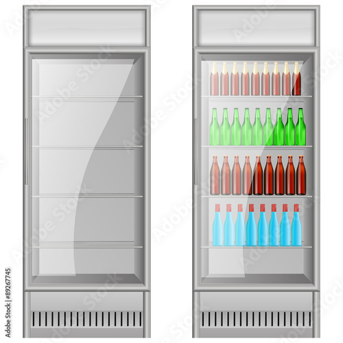 Fridge Drink with water and beer bottles