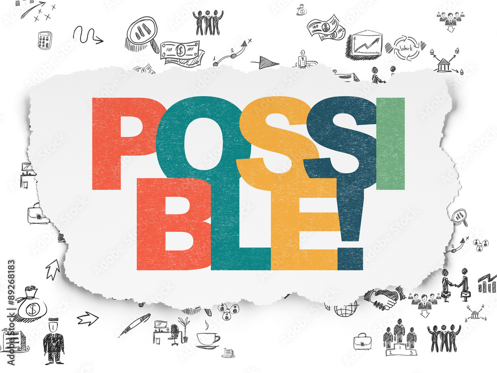Fototapeta premium Finance concept: Possible! on Torn Paper background