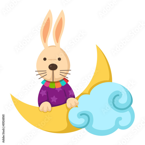 rabbit with moon on a white background,vector