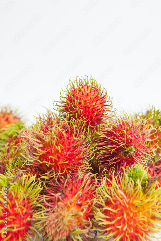 rambutan sweet delicious fruit on white paper background