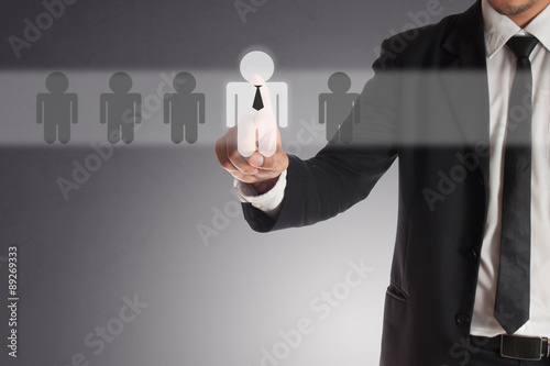 businessman choosing right partner from many candidates,.Concept