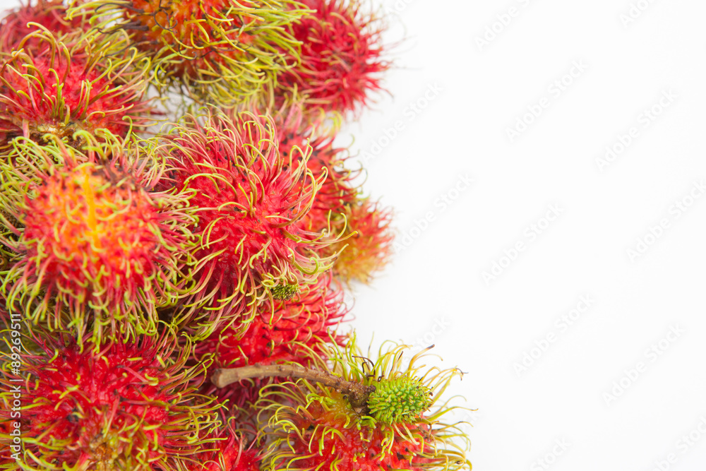 rambutan sweet delicious fruit on white paper background rambutan sweet delicious fruit on white paper background