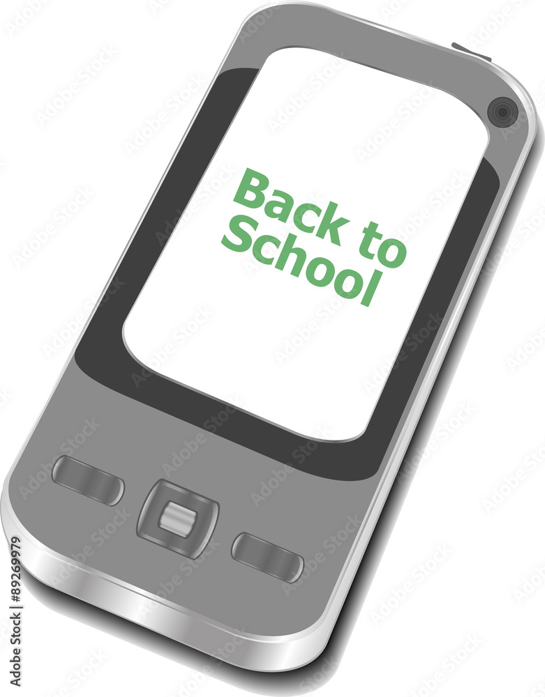 Back to School, Mobile Phone with Back to School words isolated on white background Back to School, Mobile Phone with Back to School words isolated on white background
